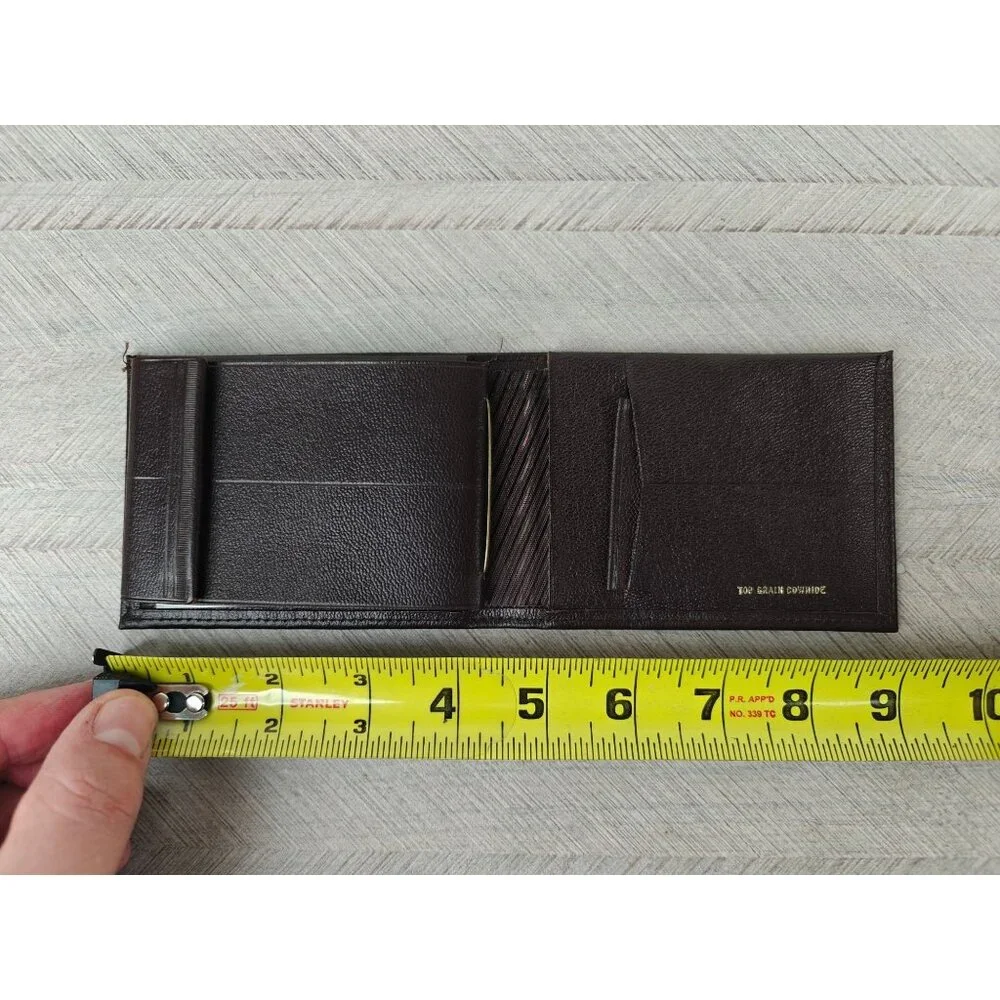 Vintage New Top Grain Cowhide Mens Bifold Wallet Brown Genuine Leather